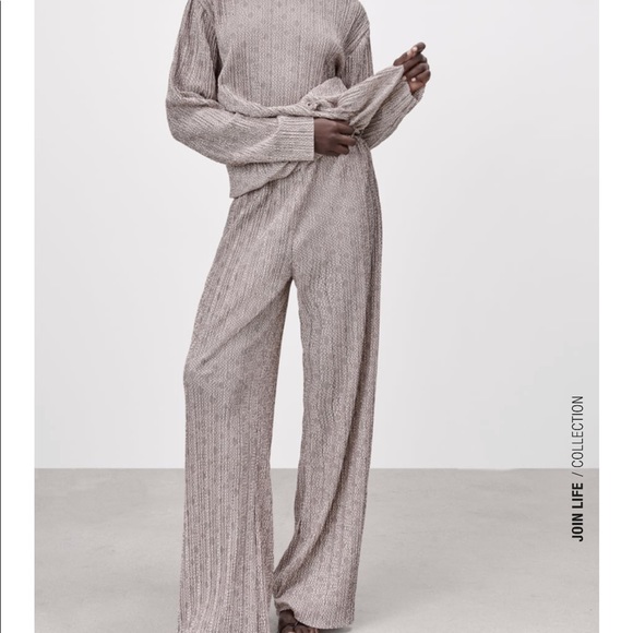 ZARA 2pcs Pleated Jacquard Top + Pants Coord Set BNWT - Picture 3 of 7